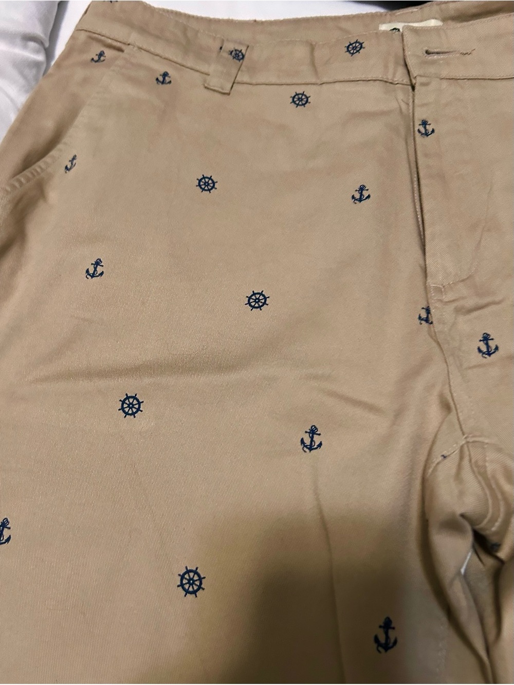 Haggar Tan shorts  with Navy Anchor & Helm Embroidery